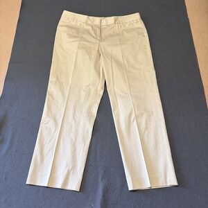 Lafayette 148 New York Kakhi Pants Women 8 Beige Cropped Tailored Core Work Prep